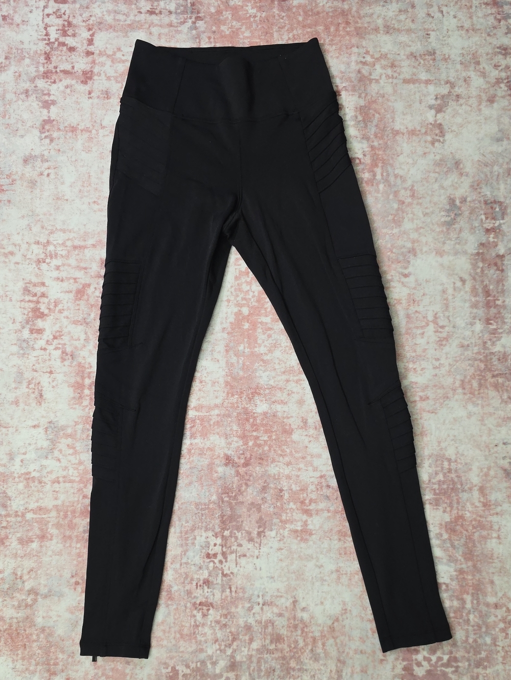 Athleta Delancey Moto‎ Tight Ribbed Athleisure Leggings Black Extra Small XS